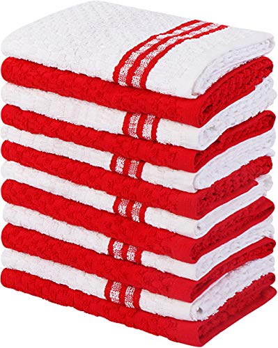 Utopia Towels 12 Pack Kitchen Towels, 15 x 25 Inches Cotton Dish Towels, Tea Towels and Bar Towels (Red)