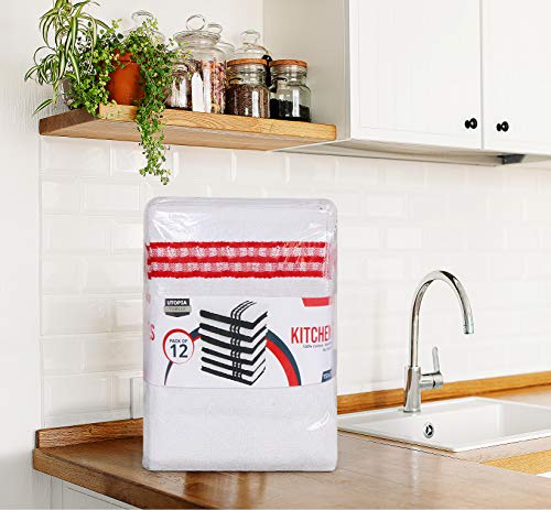 Utopia Towels 12 Pack Kitchen Towels, 15 x 25 Inches Cotton Dish Towels, Tea Towels and Bar Towels (Red)