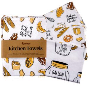 flour sack tea towels for kitchen & pantry, oversized 20x30 inch with conversion, bread & baking tools, cute dish towels, 100 percent cotton kitchen towel set, ideal housewarming gift new home