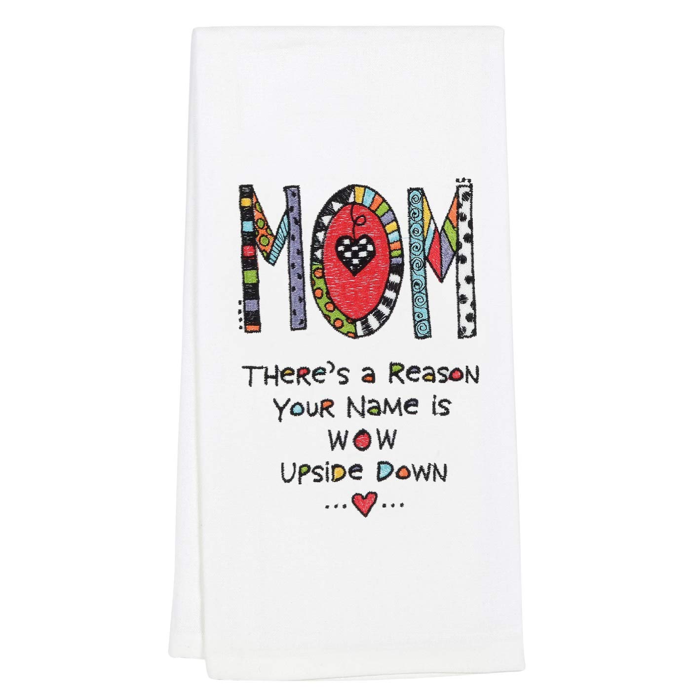 Enesco Our Name is Mud Cuppa Doodle Mom Embroidered Dish Cloth Tea Towel, 26.5-inch Height, Multicolor