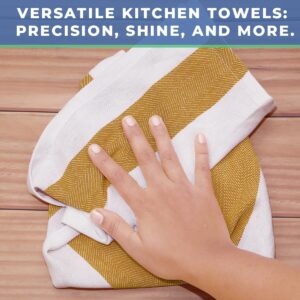 Kitchen Towels | Cotton Dish Towels for Drying Dishes| Absorbent Kitchen Dish Towels, Dishcloths| Tea Towels for Embroidery|16"x26" Stripe Yellow Towels 6-Pack