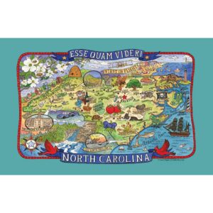 kay dee designs adventure destinations north carolina map tea kitchen towel, 18" x 28", various - f2187