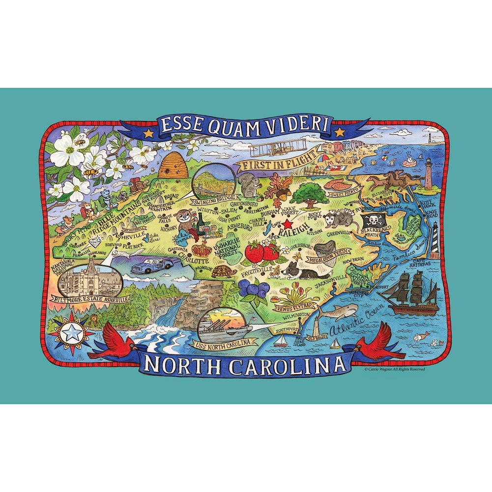 Kay Dee Designs Adventure Destinations North Carolina Map Tea Kitchen Towel, 18" x 28", Various - F2187