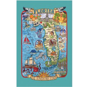 kay dee designs f2183 adventure destinations poster style tea towel, florida, 18" x 28"