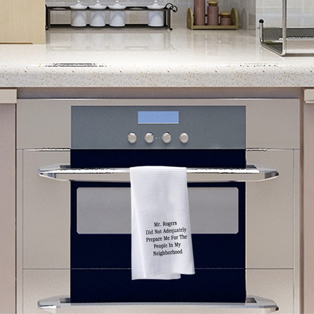 PWHAOO Funny Quote Kitchen Towel Did Not Adequately Prepare Me for The People in My Neighborhood Kitchen Towel (My Neighborhood T)