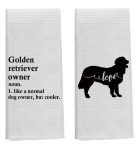 knibeo golden retriever kitchen towels - set of 2, 16x24 inch golden retriever hand towels for bathroom, golden retriever gifts, golden retriever decor
