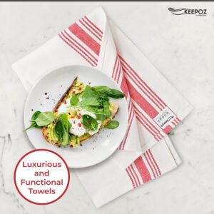 KEEPOZ Kitchen Towels, 16 x 25 Inches, 100% Ring Spun Cotton Dish Towels for Drying Dishes, Super Soft and Absorbent Tea Towels and Bar Towels Set Dish Cloths and Dish Rags for Drying (12 Pack, Red)