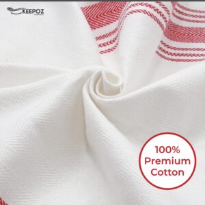 KEEPOZ Kitchen Towels, 16 x 25 Inches, 100% Ring Spun Cotton Dish Towels for Drying Dishes, Super Soft and Absorbent Tea Towels and Bar Towels Set Dish Cloths and Dish Rags for Drying (12 Pack, Red)