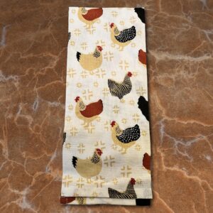 Jolitee Farmhouse Chic Cotton Tea Towels Set of 3 - Rooster & Chicken Kitchen Decor, 15x25 Inches