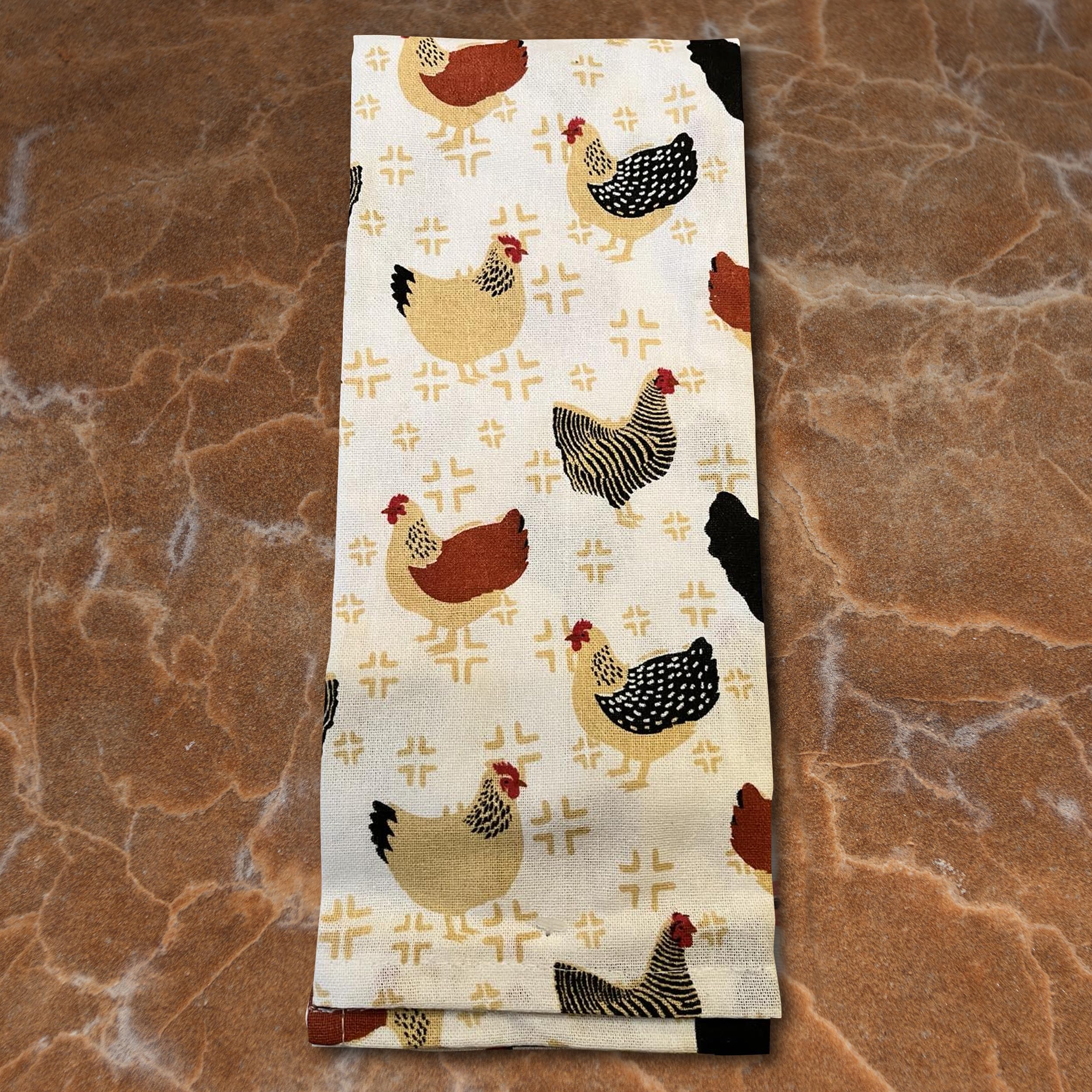 Jolitee Farmhouse Chic Cotton Tea Towels Set of 3 - Rooster & Chicken Kitchen Decor, 15x25 Inches