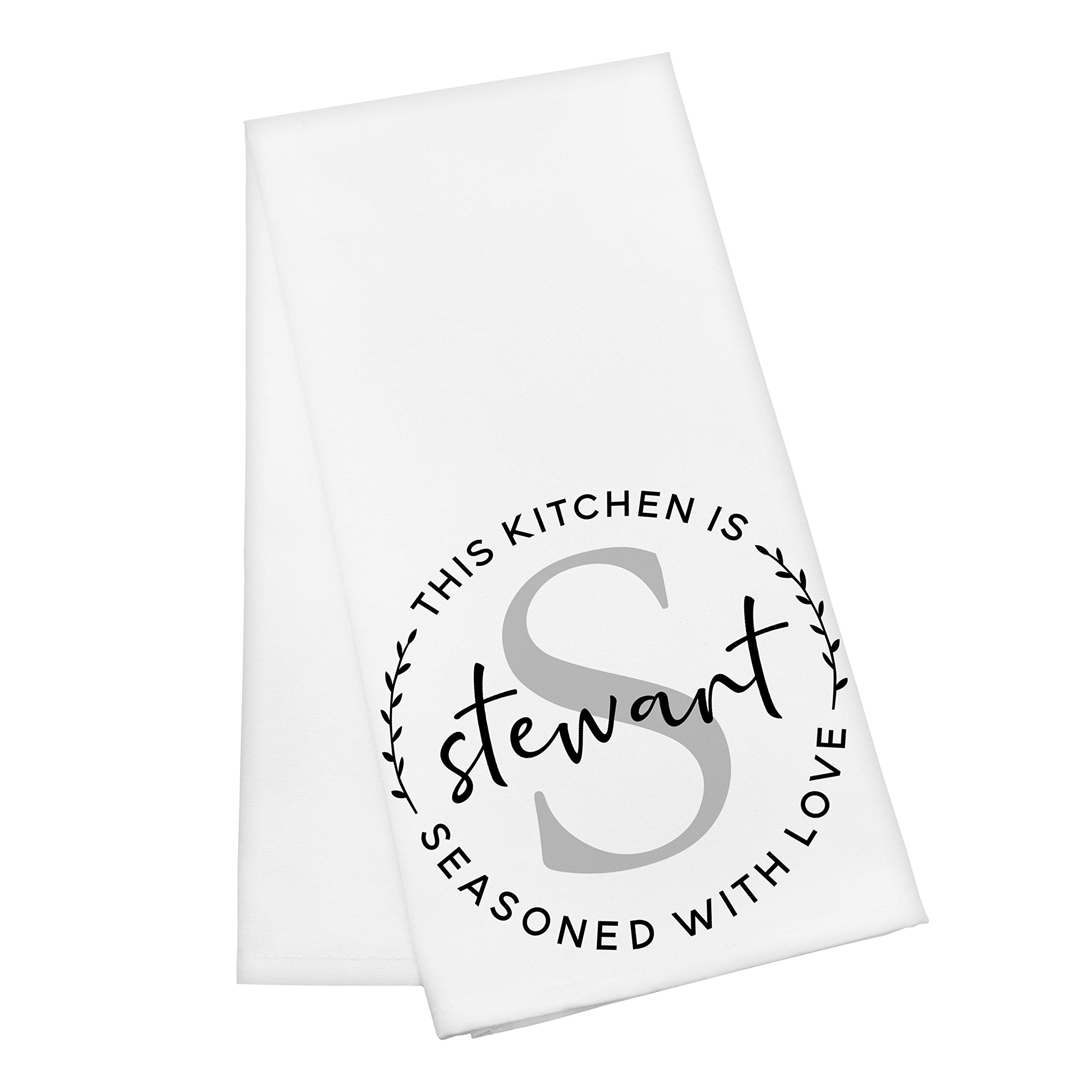 Naive Argo Personalized Kitchen Décor Tea Towel | Flour Sack Towels | Housewarming Grandma Customize Monogram Hanging Home Décor | Custom Dish Clothes | Initial Last Name | C03D01