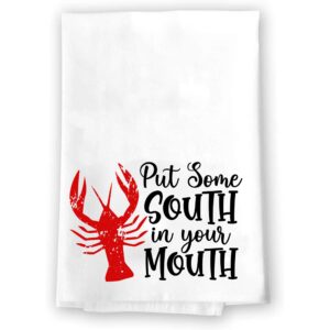 funny novelty bath hand towels | crawdad | cajun crawfish bayou summer southern decor | hilarious adult crude humor home house warming wedding gift present