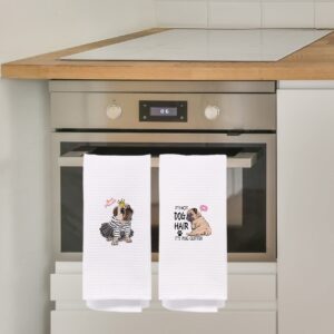 NEGIGA Pug Kitchen Towels 16X24 Set of 4, Pug Gifts for Pug Lovers Women, Pug Mom Gifts, Puggle Gifts, Pug Dish Towels, Pug Hand Towels, Pug Tea Towels, Pug Decor