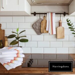 Harringdons Kitchen Dish Towels - Tea Towels 100% Natural Cotton - Large Dish Cloths - Lint Free Soft and Absorbent (Red, 6)