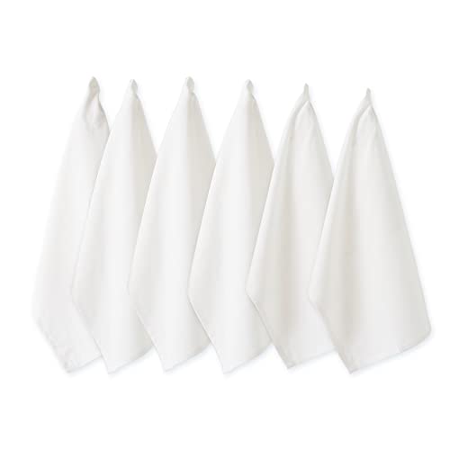 DII Basic Solid Dishtowel Collection Cotton Flat Woven, Small Set, 18x28, White, 6 Piece