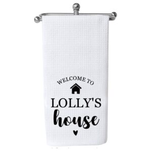 pxtidy lolly grandma gift tea towel dish towel lolly housewarming gift first home gifts home owner gift (welcome to lolly's house)