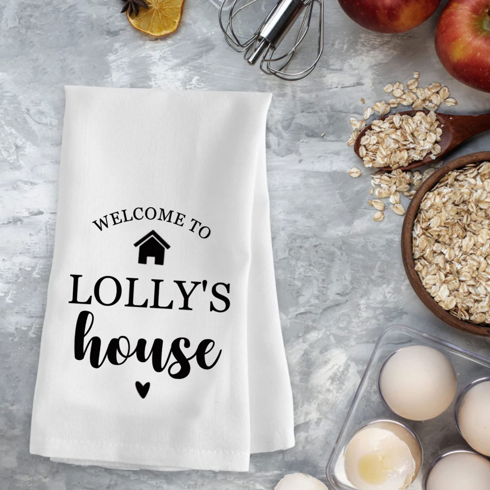 PXTIDY Lolly Grandma Gift Tea Towel Dish Towel Lolly Housewarming Gift First Home Gifts Home Owner Gift (Welcome to LOLLY'S House)