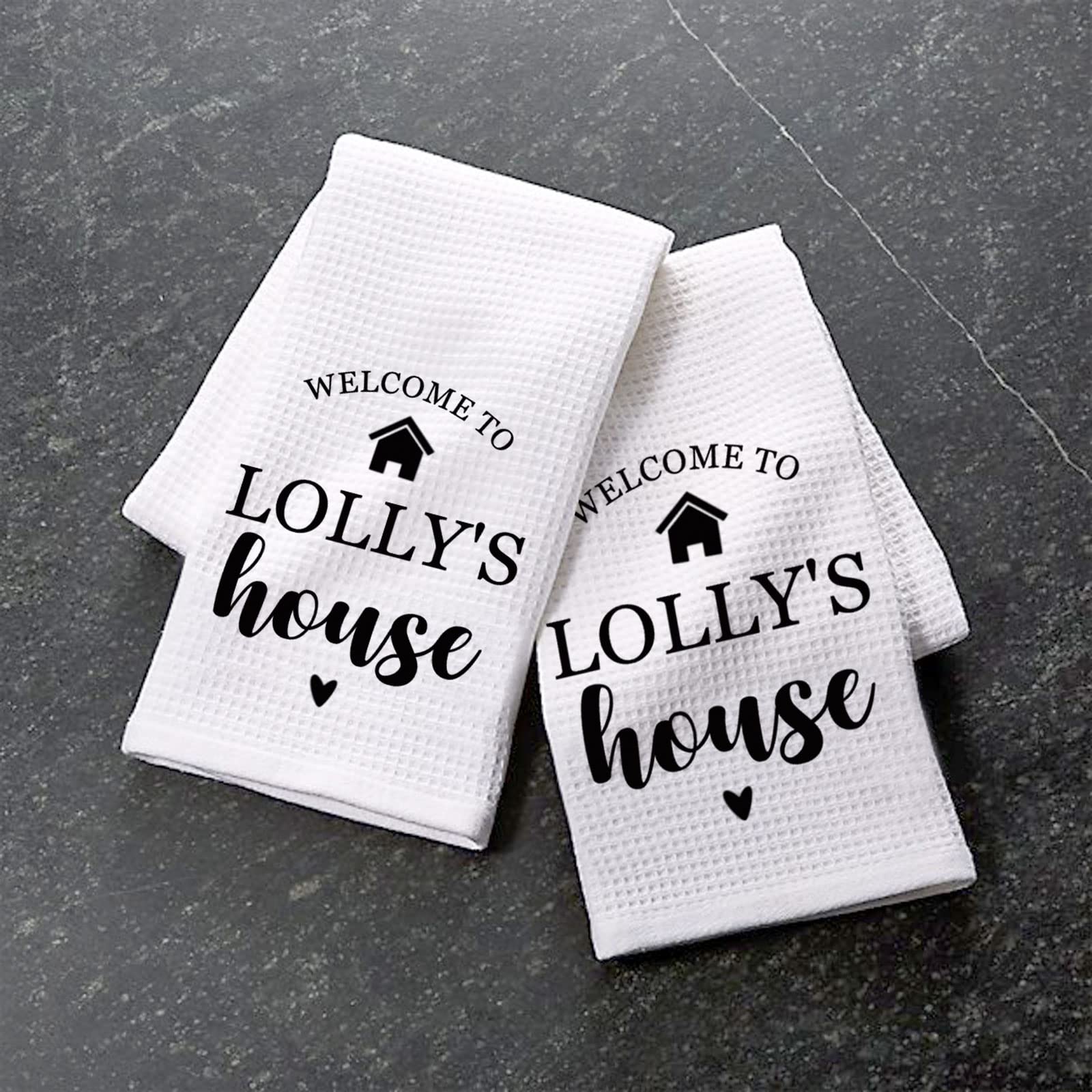 PXTIDY Lolly Grandma Gift Tea Towel Dish Towel Lolly Housewarming Gift First Home Gifts Home Owner Gift (Welcome to LOLLY'S House)