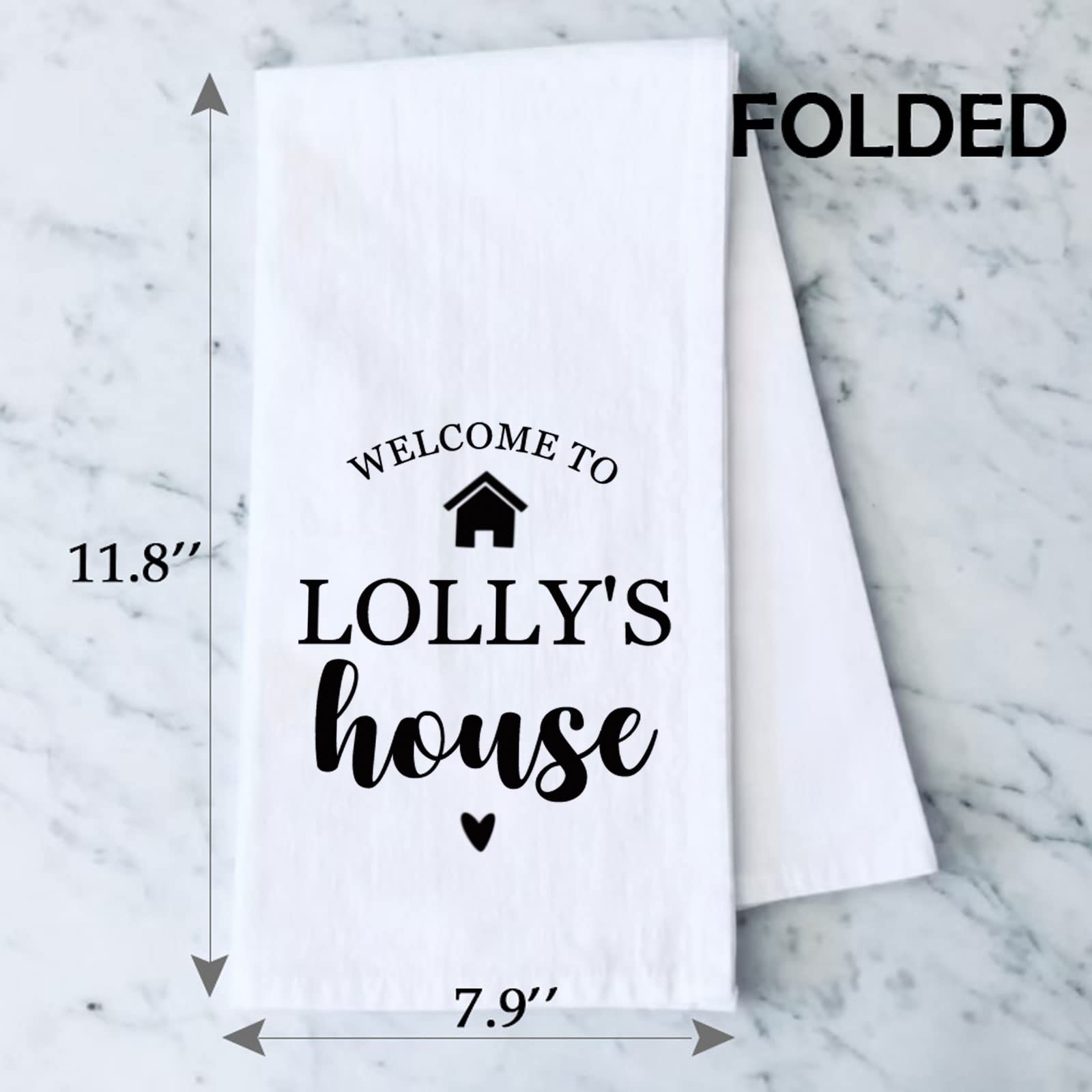 PXTIDY Lolly Grandma Gift Tea Towel Dish Towel Lolly Housewarming Gift First Home Gifts Home Owner Gift (Welcome to LOLLY'S House)