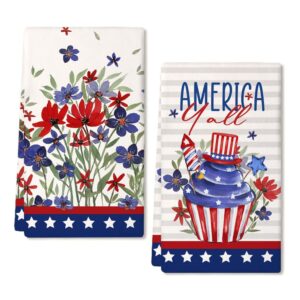 geeory kitchen towels for 4th of july decorations floral america patriotic dish towels 18x26 inch ultra absorbent bar drying cloth hand towel for kitchen bathroom party home set of 2 gd093