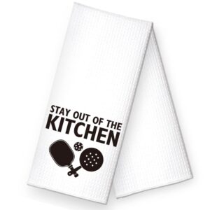 rzhv stay out of the kitchen kitchen towel, funny pickleball dish towel gift for women sisters friends mom aunty hostess pickleball lover, housewarming new home