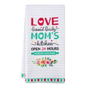 waahome mom kitchen towel, mothers day mom gifts from daughter son, funny mom dish towel dishcloth hand towels for mom's kitchen, mothers day birthday gifts for mom from daughter son kids