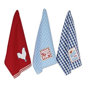 dii rise and shine rooster collection 100% cotton every day basic, dishtowel set, rise and shine 3 piece (camz35808)