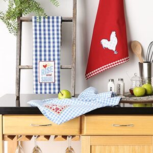 DII Rise and Shine Rooster Collection 100% Cotton Every Day Basic, Dishtowel Set, Rise and Shine 3 Piece (CAMZ35808)