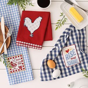 DII Rise and Shine Rooster Collection 100% Cotton Every Day Basic, Dishtowel Set, Rise and Shine 3 Piece (CAMZ35808)