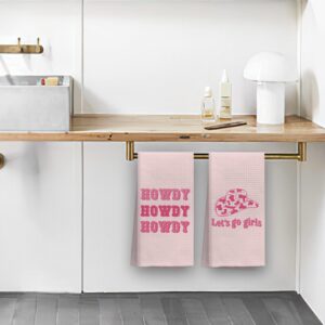 OHSUL Preppy Bathroom Decor, Kitchen Towels Pink, Pink Kitchen Towels Hand Dish Towels, Hot Pink Bathroom Accessories Pink Bathroom Decor, Pink Kitchen Decor, Pink Cowgirl Decor