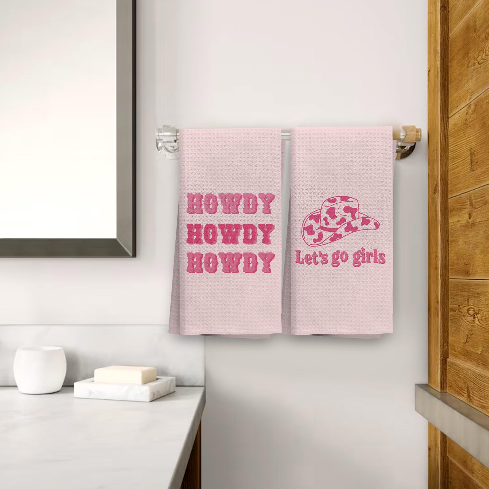 OHSUL Preppy Bathroom Decor, Kitchen Towels Pink, Pink Kitchen Towels Hand Dish Towels, Hot Pink Bathroom Accessories Pink Bathroom Decor, Pink Kitchen Decor, Pink Cowgirl Decor