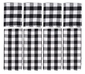 fillurbasket buffalo plaid black kitchen towels and dishcloths set check dish towels with dishcloths for washing drying dishes 100% cotton 15”x 25” 8 piece kitchen set