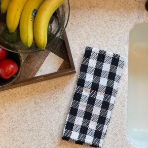 fillURbasket Buffalo Plaid Black Kitchen Towels and Dishcloths Set Check Dish Towels with Dishcloths for Washing Drying Dishes 100% Cotton 15”x 25” 8 Piece Kitchen Set