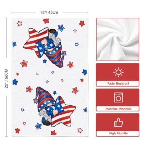 Artoid Mode American Flag Stars Gnome 4th of July Kitchen Towels Dish Towels, 18x26 Inch Seasonal Decoration Hand Towels Set of 2