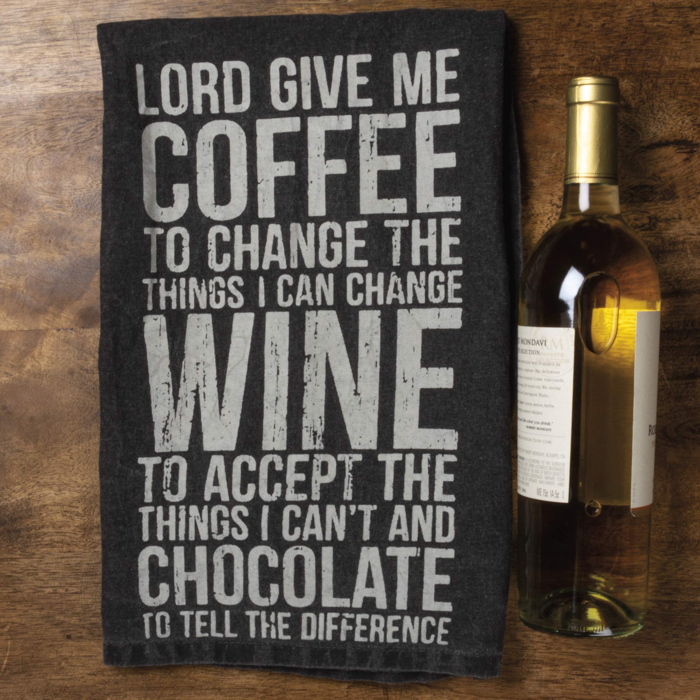 Primitives by Kathy 37208 Classic Black and White Dish Towel, 28", Coffee, Wine, Chocolate