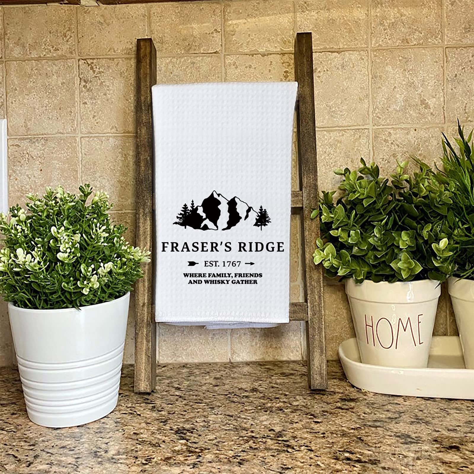 WCGXKO Outlander Inspired Fraser’s Ridge Decorative Flour Sack Kitchen Decor Kitchen Towels (Fraser’s Ridge Towel)