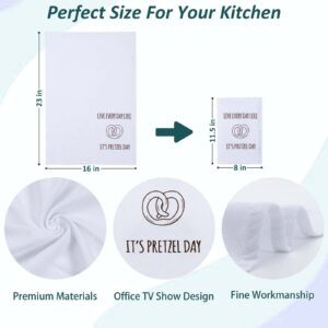 PDBOOM The Office Kitchen Towel Sets of 4, Funny Dish Decorative Towels for Mom, Hostess Housewarming Birthday Women, Punny Flour Sack Fans , Cute Dishcloths White