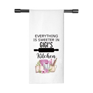 tsotmo gigi gift gigi everything is sweeter in gigi’s kitchen grandma kitchen towel dish towel (sweeter gigi)