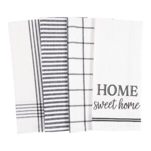 kaf home pantry home sweet home kitchen dish towel set of 4, cotton rich, 18 x 28-inch