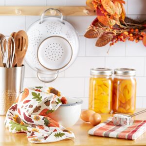 DII Fall Basics Kitchen Dishtowel Collection Printed & Plaid Fall Dish Towel Set, 18x28, Pumpkin Spice, 2 Count