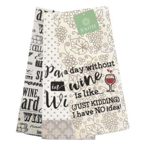 jolitee 15x25” wine lovers towel – humorous wine sayings, funny kitchen linens, unique tea & hand towels for adult humor, perfect for wine enthusiasts