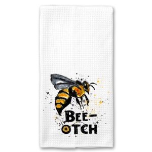 bee-otch bumble bee microfiber kitchen bar hand towel, funny gift for women