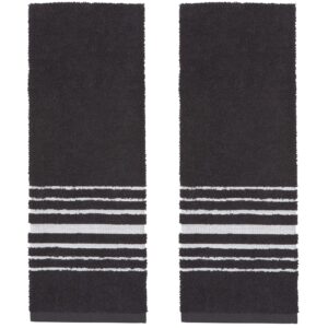 Now Designs Terry Cotton Hang Up Kitchen Towels With Magnetic Snap Black Set of 2