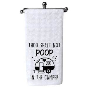 xikainuo funny camper waffle cotton kitchen towels hand towel, camping kitchen decor towel flour sack towel dish towel for campers, hikers, friend camping camping rv accessories gifts