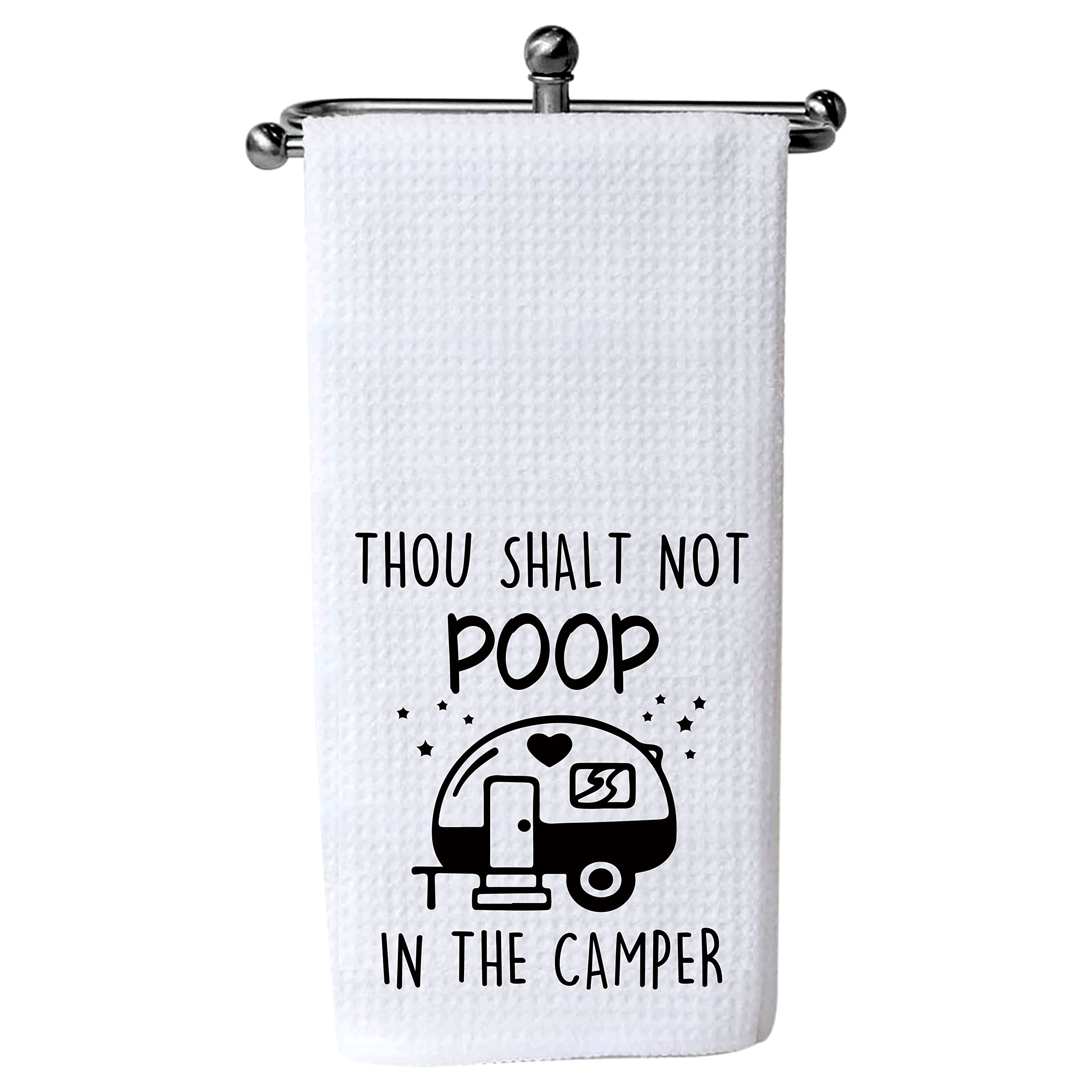 XIKAINUO Funny Camper Waffle Cotton Kitchen Towels Hand Towel, Camping Kitchen Decor Towel Flour Sack Towel Dish Towel for Campers, Hikers, Friend Camping Camping RV Accessories Gifts