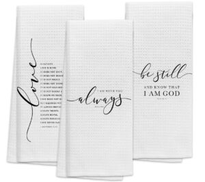 tunw inspirational christian scriptures kitchen towels,christian hand towels dish towels 16″×24″set of 3,gifts for christian women faith girls mom,blessed kitchen towels