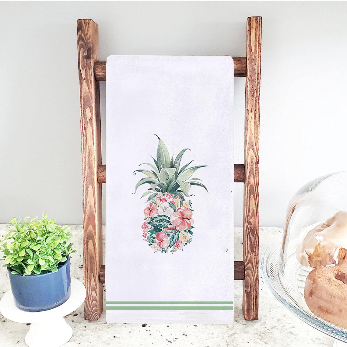 Set of 2 Watercolor Flamingo Pineapple Kitchen Dish Towel 18 x 28 Inch, Seasonal Spring Summer Floral Tea Towels Dish Cloth for Cooking Baking