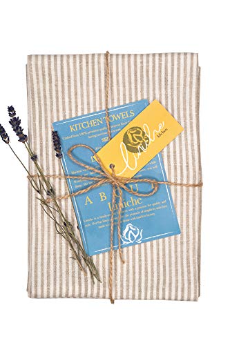 LINICHE Linen Kitchen Towels | 30x20 Inches | Pack of 2 | Lint-Free Dish Cloth | Lightweight Fabric | Flax Tea Towel, Napkin | Table Setting Accessories | Wedding Gift