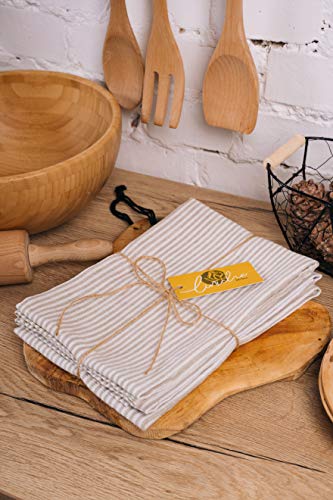 LINICHE Linen Kitchen Towels | 30x20 Inches | Pack of 2 | Lint-Free Dish Cloth | Lightweight Fabric | Flax Tea Towel, Napkin | Table Setting Accessories | Wedding Gift