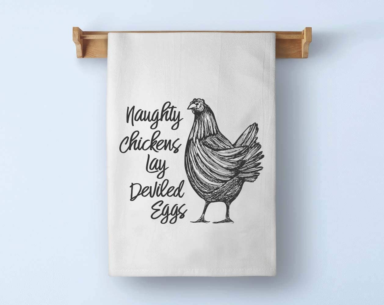 Honey Dew Gifts, Naughty Chickens Lay Deviled Eggs, Cotton Flour Sack Towel, 27 x 27 Inch, Made in USA, Funny Kitchen Towels, Livestock Decor, Humor Hand Towels, Farm Mom Gifts, Chicken Decor